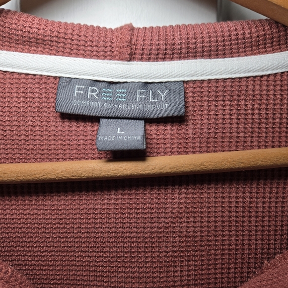 Free Fly Women's Bamboo Waffle Hoodie Size L Henley Hooded Hiking Outdoors - Picture 9 of 13